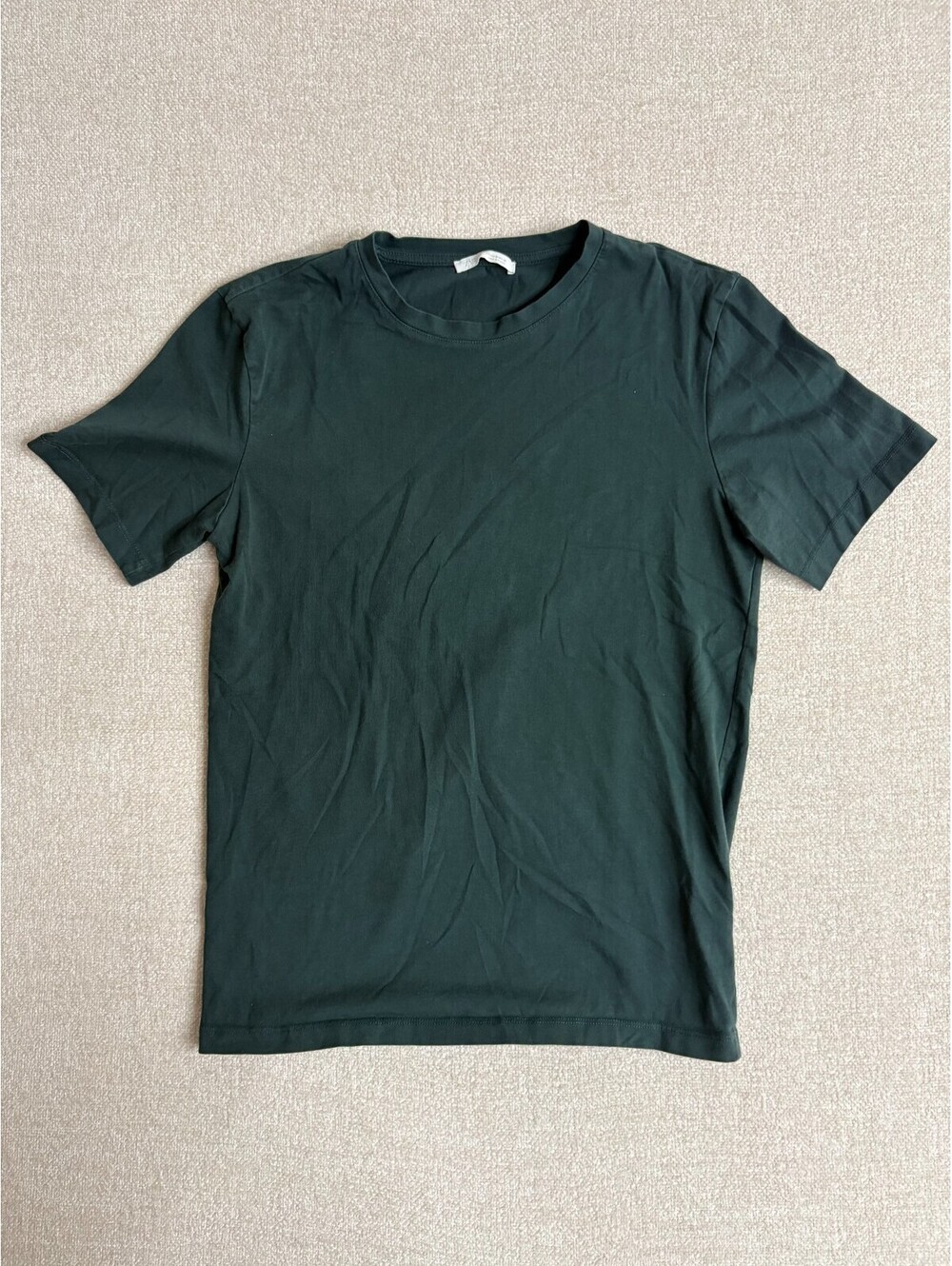 Zara Mens Short Sleeve Basic Crewneck T-Shirt Forest Dark Green Size M